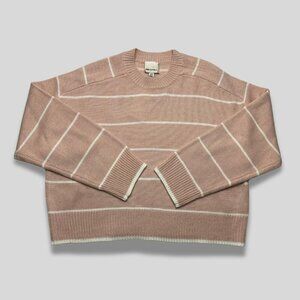 INDUSTRY Blush Pink Striped Knit Sweater Crewneck Pullover NWT Size L